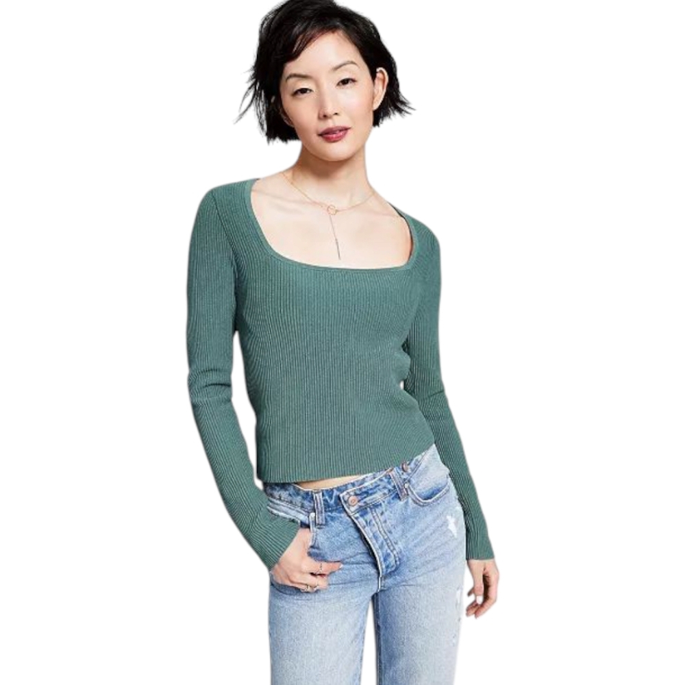 Macy's And Now This Ottoman Square Neck Long Sleeve Top